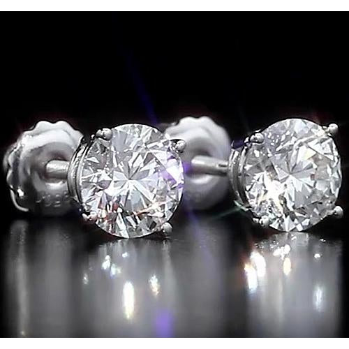  Natural Lady’s Vintage Style White Gold Diamond  Stud Earrings