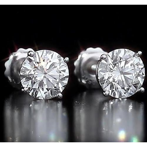  Vintage Style White Gold Diamond  Stud Earrings