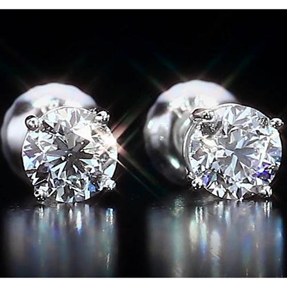  Natural Lady’s Vintage Style White Gold Diamond  Stud Earrings