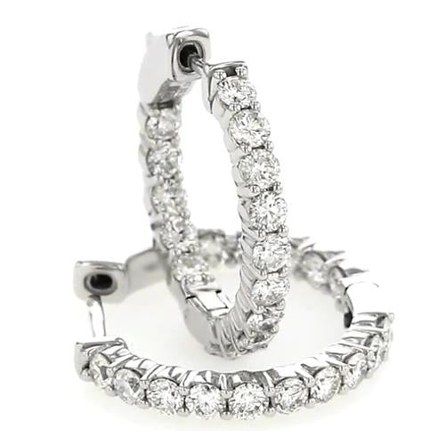Women Jewelry Sparkling Unique Hoop Earrings White Gold Diamond 