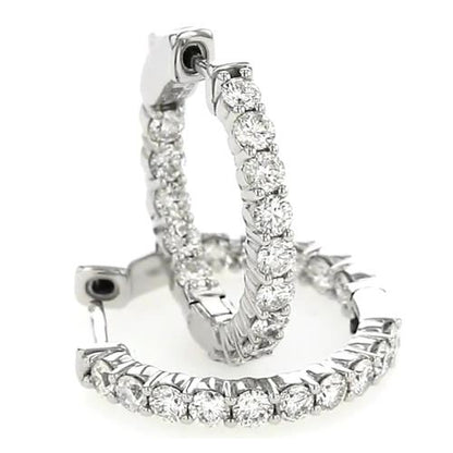 Women Jewelry Sparkling Unique Hoop Earrings White Gold Diamond 