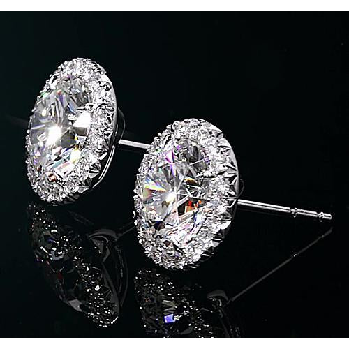 Halo Stud Earrings Halo Diamond Studs 2 Carats