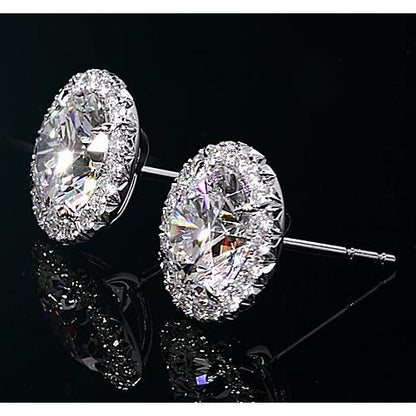 Halo Stud Earrings Halo Diamond Studs 2 Carats