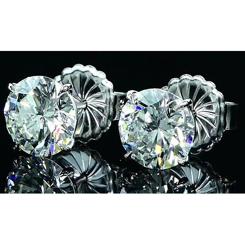 Fancy Princess Cut Style White Gold Diamond Stud Earrings