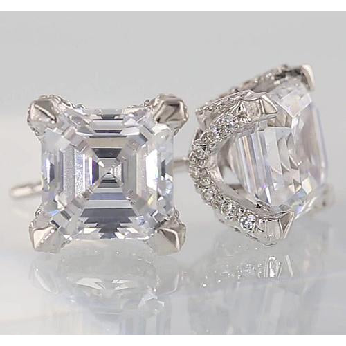 New Diamond Stud Earrings Asscher & Round Cut Stud Earrings