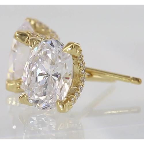 FAncy Oval Diamond Studs Yellow Gold Stud Earrings