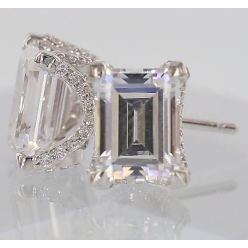 Natural Diamond Studs Emerald Cut Stud Earrings