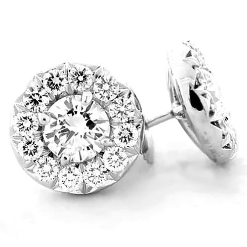Ladies Antique Style New Halo Diamond Studs Halo Stud Earrings