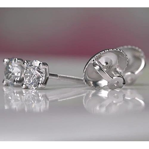 Stud Earrings 1 Carat Diamond Stud Earring White Gold 14K