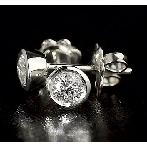 Stud Earrings Round Diamond Bezel Style Stud Earring 1.60 Carats