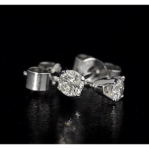  Natural Brilliant Engagement White Gold Diamond  Stud Earrings