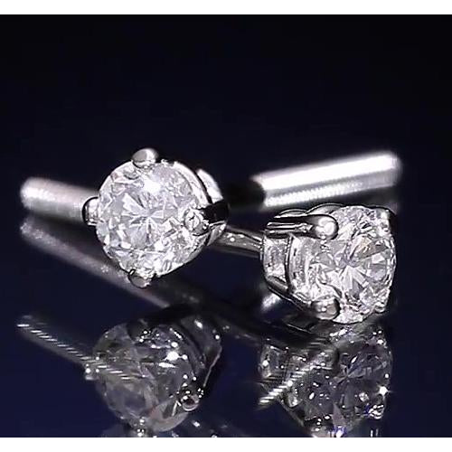 Stud Earrings Round Diamond Basket Style Earring Studs 1.30 Carats