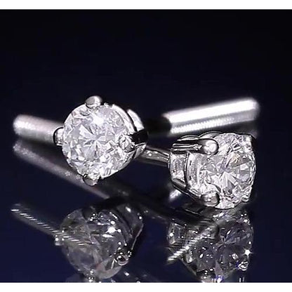 Stud Earrings Round Diamond Basket Style Earring Studs 1.30 Carats