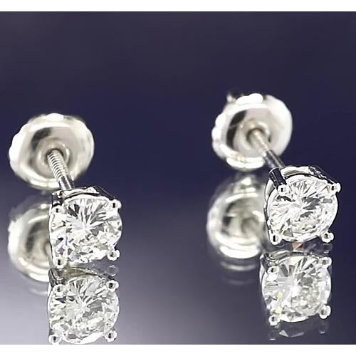 New Stud Earrings Round Diamond Jewelry White Gold Stud Earrings