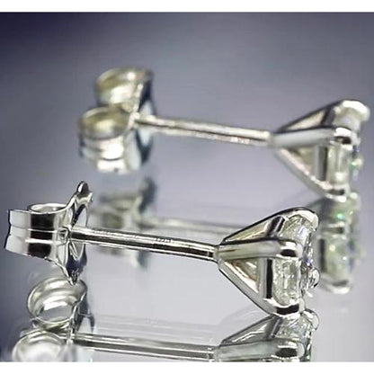 Brilliant Sparkling Stud Earrings White Gold Diamond 