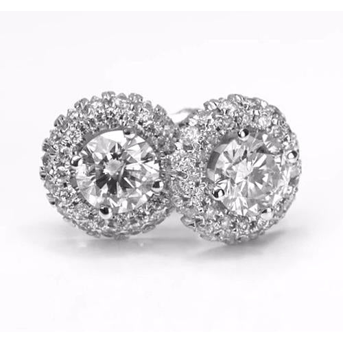 Halo Style Round Diamond Stud Earring