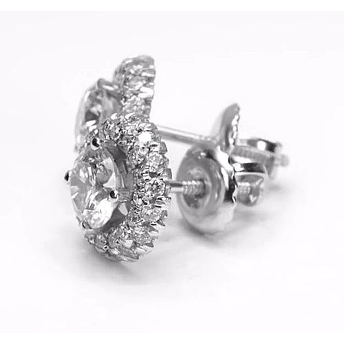 Halo Stud Earrings Halo Style Round Diamond Stud Earring 2.50 Carats White Gold 14K