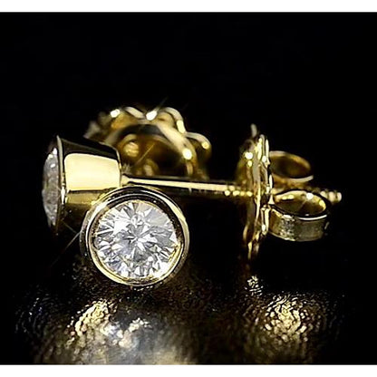 Stud Earrings Diamond Stud Earring Yellow Gold 14K Round G Vs1 1.50 Carats