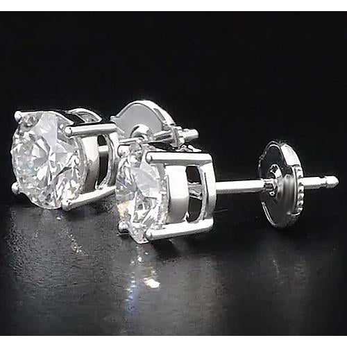 Stud Earrings Diamond Stud Earrings 2 Carats Four Prong Round White Gold 14K F Vs1