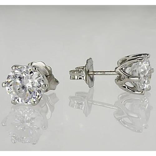 New Round Cut  Diamonds Heart Shape Studs Earrings White Gold