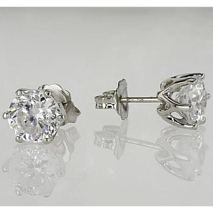 New Round Cut  Diamonds Heart Shape Studs Earrings White Gold