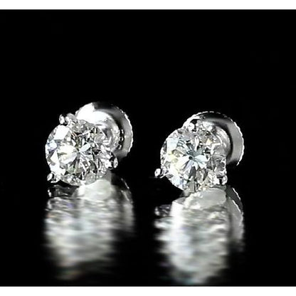 Fancy Martini Set Round Diamond White Gold  Stud Earrings