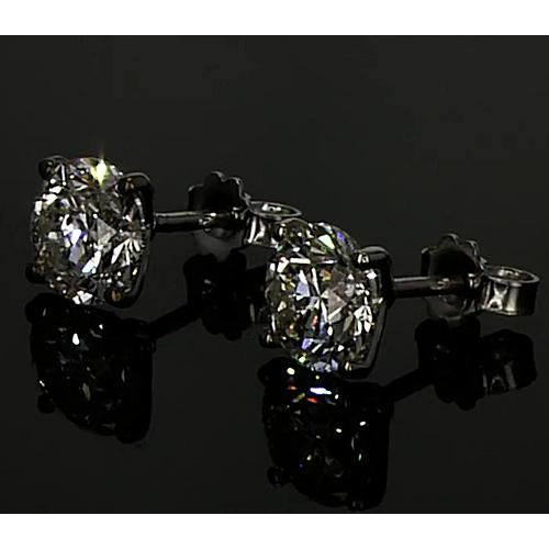 Stud Earrings Diamond Earrings 1.50 Carats Round Stud Prong Set White Gold 14K