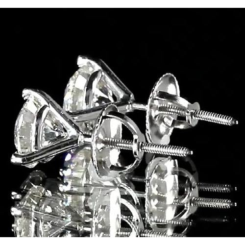 Stud Earrings Round Diamond Stud Earring Martini Setting White Gold 14K F Vs1