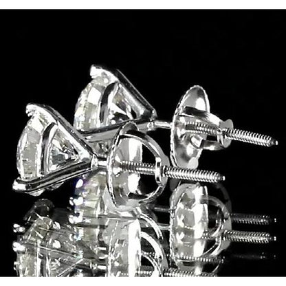 Stud Earrings Round Diamond Stud Earring Martini Setting White Gold 14K F Vs1