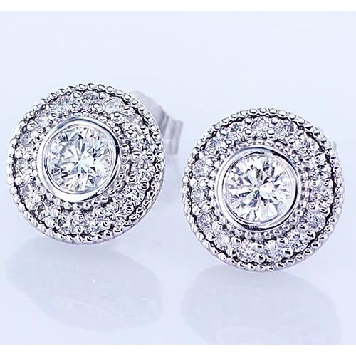 Women Jewelry Sparkling Unique Studs Halo Earrings White Gold Diamond 