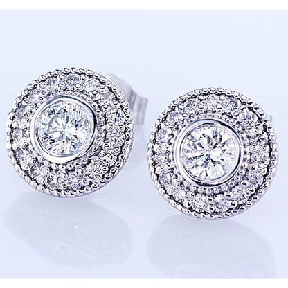 Women Jewelry Sparkling Unique Studs Halo Earrings White Gold Diamond 