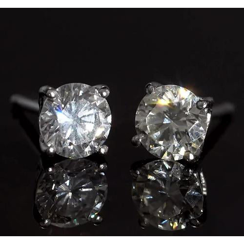  New High Quality  Prong Round Diamond Stud Earrings