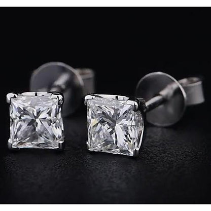 Half Bazel Unique Lady’s  Stud Earrings White 