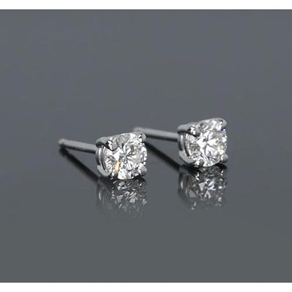 Half Bazel Unique Lady’s  Stud Earrings White Gold Diamond  
