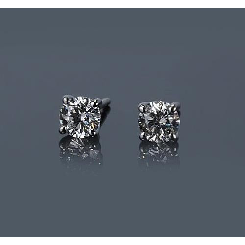 New Style Prong Round Diamond Stud Earring White Gold Stud Earrings