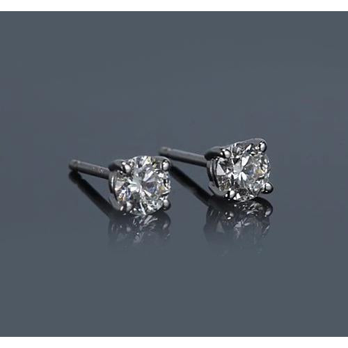 New Stud Earrings Prong Round Diamond Stud Earring  White Gold 
