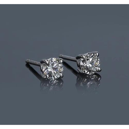 New Stud Earrings Prong Round Diamond Stud Earring  White Gold 