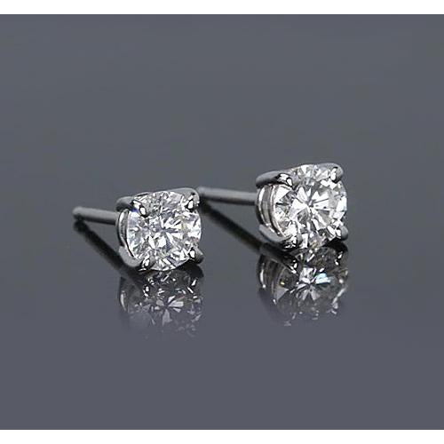 NEw Ladies Round Diamond Studs Earring Prong Style White Gold