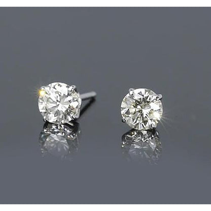 Prong Round Diamond Stud Earrings  White Gold  Jewelry Stud Earrings