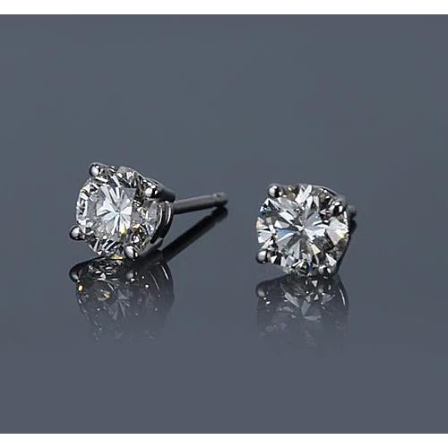  Brilliant Sparkling Stud Earrings White Gold Diamond 