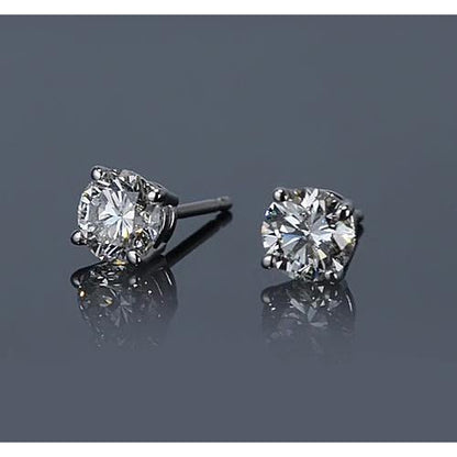  Brilliant Sparkling Stud Earrings White Gold Diamond 