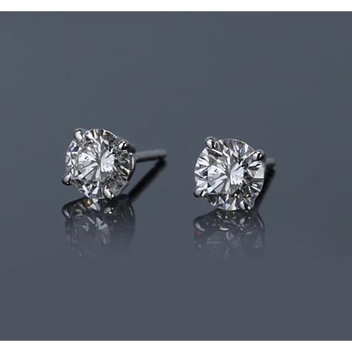 BRillent Round Diamond White Gold Jewelry Stud Earrings