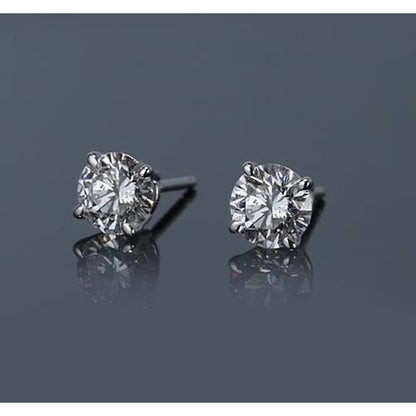 BRillent Round Diamond White Gold Jewelry Stud Earrings