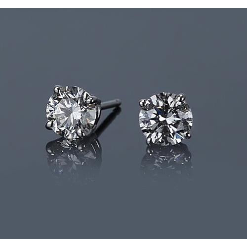 FAncy Round Diamond Stud Basket Set Earring  White Gold tud Earrings