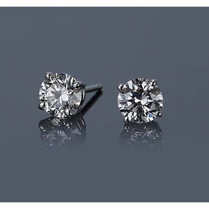 FAncy Round Diamond Stud Basket Set Earring  White Gold tud Earrings