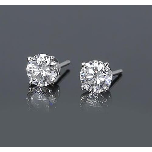   Natural Brilliant Engagement White Gold Diamond  Stud Earrings