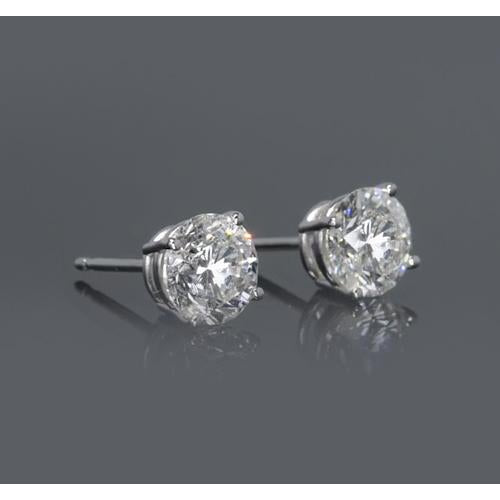 Stud Earrings 1.50 Carats Four Prong Woman Stud Earring White Gold 14K F Vs1