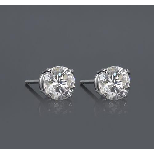  prong Style Wedding  Stud Earrings White Gold Diamond