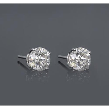 Stud Earrings Four Prong Setting Round Diamond 