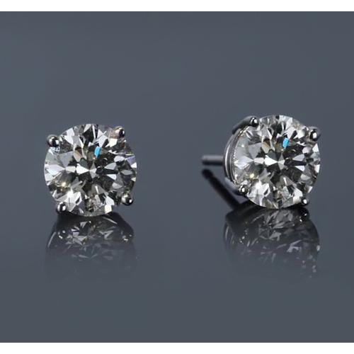 Stud Earrings Prong Round Diamond